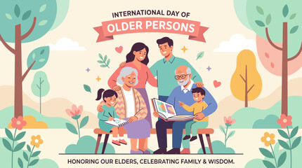 Obraz premium Multigenerational Family Spending Quality Time Together Outdoors to Celebrate and Honor the Wisdom and Experience of Older Generations