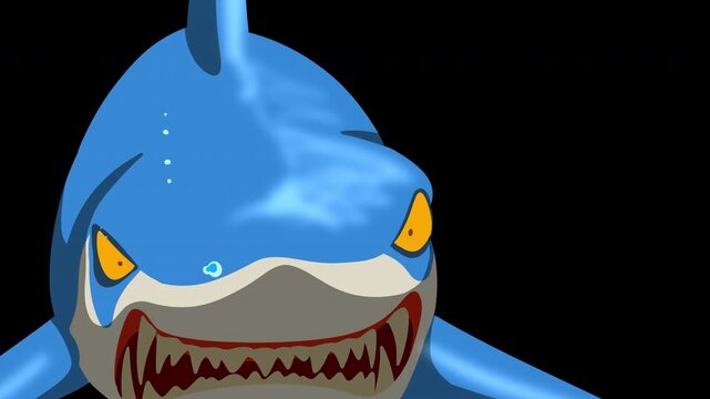 Animated Cartoon Shark Screen Wipe Transition on Green Screen Background