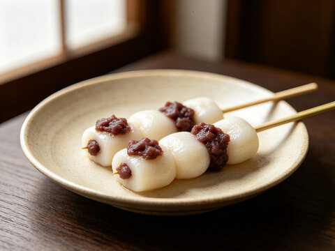 Japanese tsukimi dango rice dumplings for Tsukimi moon‑viewing festival