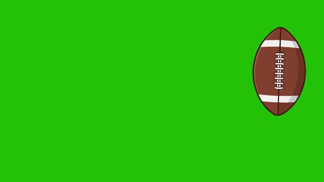 American football spinning and bouncing isolated on green screen background