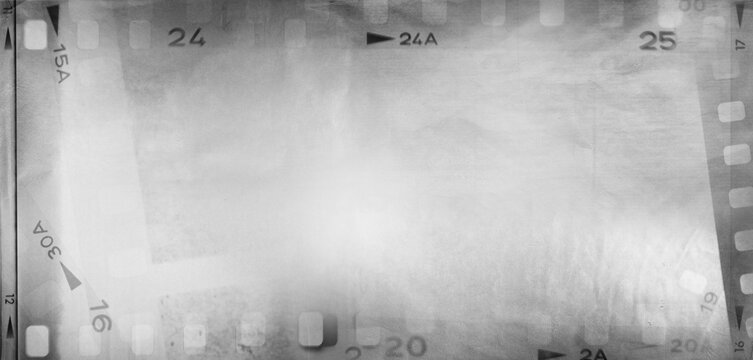 Film negatives grey background. Copy space