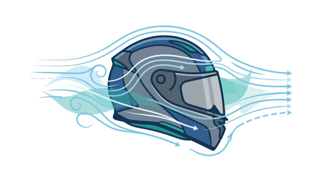 Motorcycle helmet aerodynamics vector illustration isolated