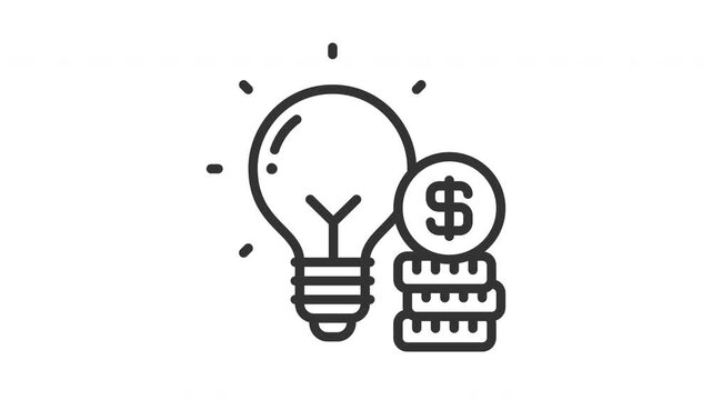 Animated light bulb and money icon set for business ideas