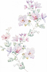 Fototapeta premium Watercolor seamless pattern with wild flowers. Perfect for wallpaper, fabric design, wrapping paper, surface textures, digital paper.