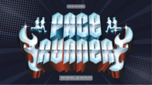 Pace Runner 3D Metallic Text Effect Typography Design