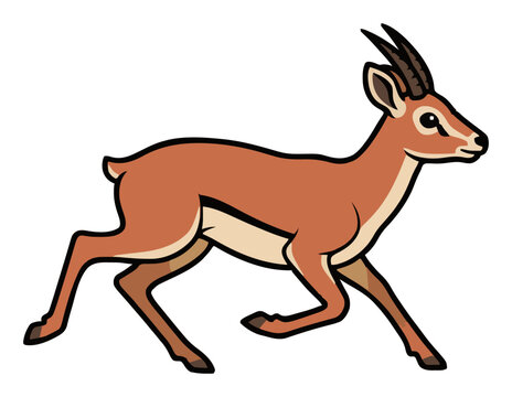 Running dik dik antelope side view vector illustration. Generative AI