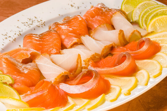 red salmon slices