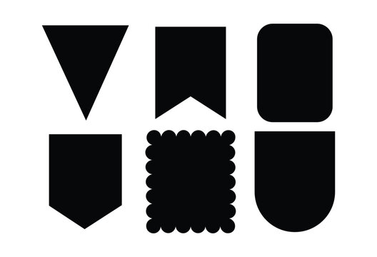Black bookmark shape set. Minimalist black silhouette concept for banners, tags, emblems, stickers, and UI graphic design.