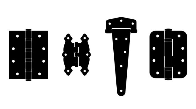 hinge realistic black shadow silhouette isolate vector set