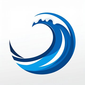 Stylized blue ocean wave crest logo design representing dynamic water power concept