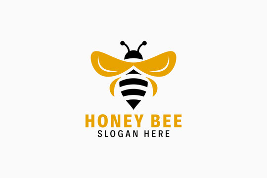 Honey Bee Logo Template for Organic Farm Honeycomb Product and Natural Brand