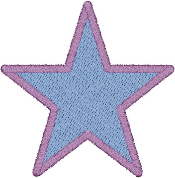 Blue Embroidered Five Point Star Textile Patch