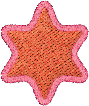 Orange Embroidered Star With Bright Pink Border