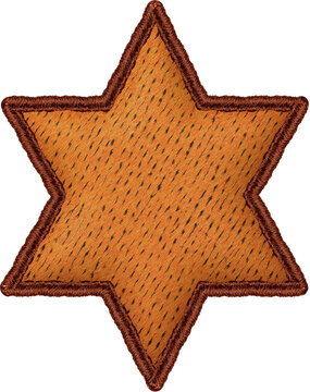 Orange Six Point Embroidered Star Textile Patch