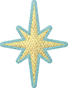 Yellow And Teal Embroidered Retro Starburst Patch