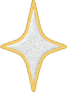 White Four Point Embroidered Sparkle Star Patch