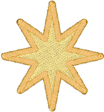 Yellow Eight Point Embroidered Starburst Textile Patch