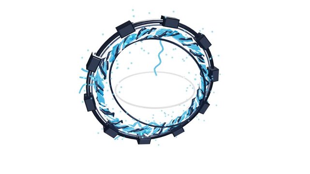 Energy Ring Futuristic Blue Electric Surge Core in Sci Fi Animation