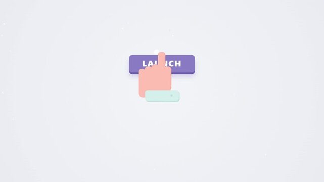 Animated Hand Cursor Pressing Launch Button Motion Graphic