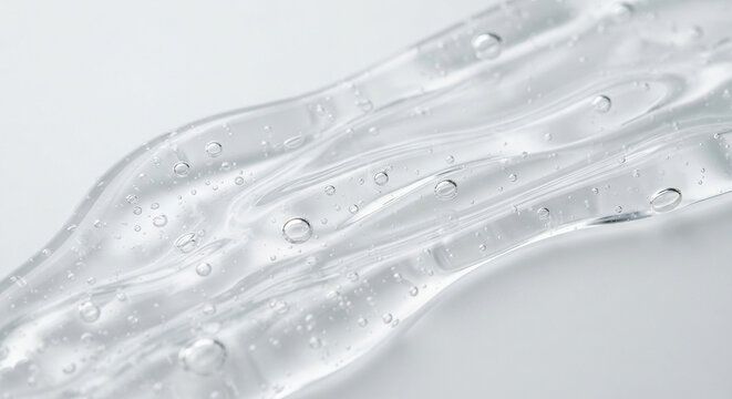Transparent gel with tiny air bubbles on smooth surface
