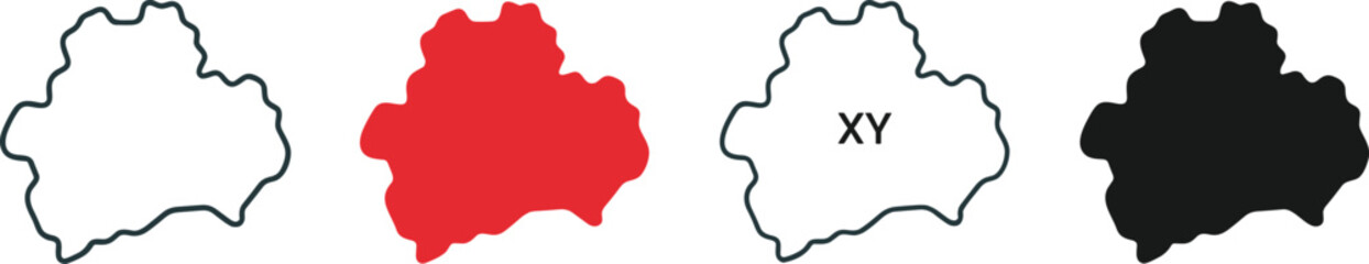 Obraz premium Set of vector maps and silhouettes of County Dublin with outline and solid variations