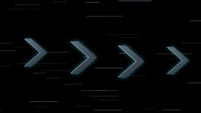 Glowing Cyber Chevron Arrows Scrolling Right Motion Graphic