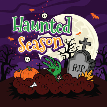 Happy Halloween Night Haunted Season Illustration