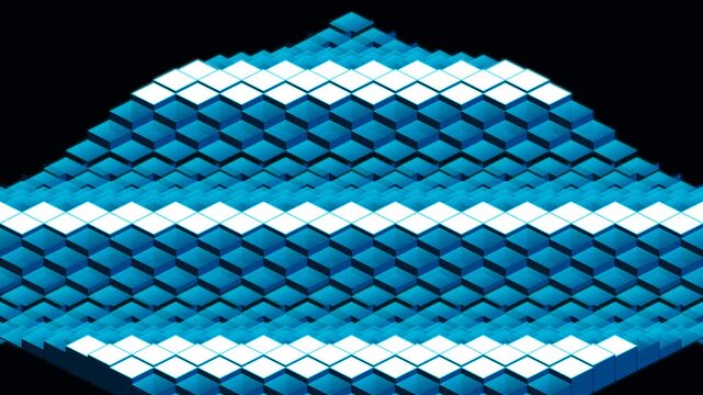 Deep Space Blue Luxury Isometric Data Bank Background - 4K Seamless Loop