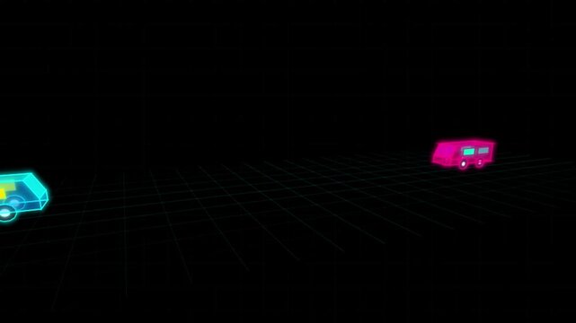 Glowing Neon Vans Collision Motion Graphic Animation
