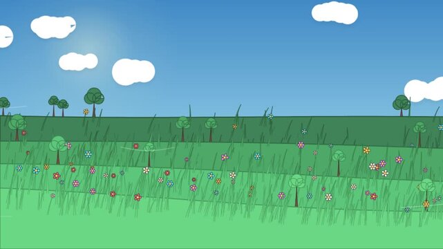 2D Animated Spring Meadow Flower Field Motion Graphic