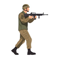 Obraz premium Military Soldier in Uniform Holding an Assault Rifle During Operation