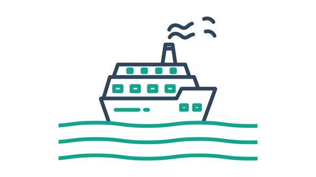 Cruise icon animation. Animation related to sailing tours and holiday. Suitable for user interface, provide visual feedback and more. Alpha channel, transparent background