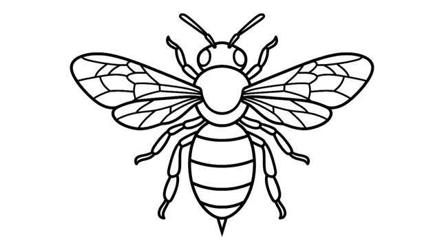 Honey bee insect line art vector illustration