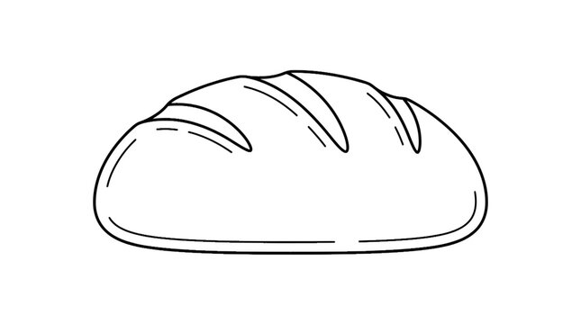 Fresh loaf of bread line art vector illustration