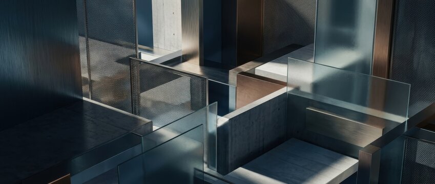 Abstract geometric architectural interior representing mental confusion and chaotic stimuli