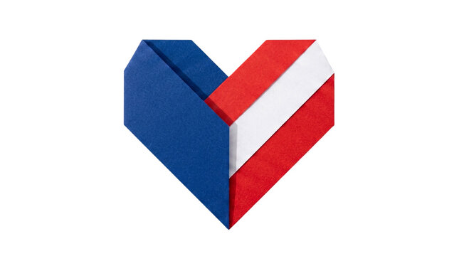 Patriotic American flag paper heart origami craft symbol