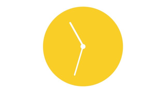 Minimal Yellow Clock Animation with Rotating White Hands on White Background