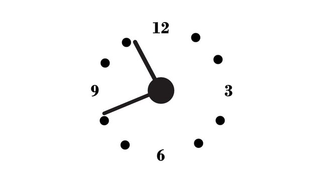 Minimal Borderless Clock Animation with Rotating Black Hands