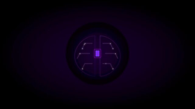 artificial intelligence brain tech chip animation cyber purple