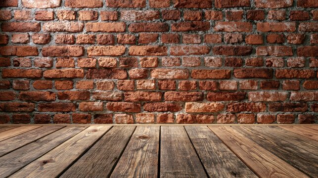 Brick wall and wooden floor surface