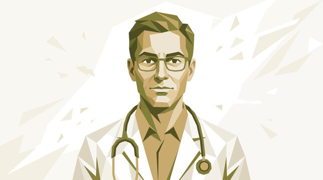 Doctor Portrait, Stethoscope, Glasses, Medical Professional, Geometric Style