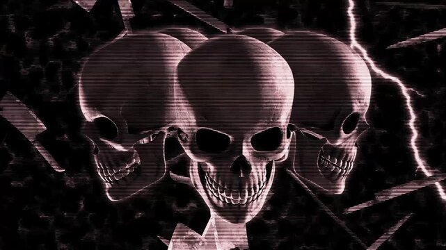 Skulls and Raining Knives &ndash; Gothic Horror VJ Loop