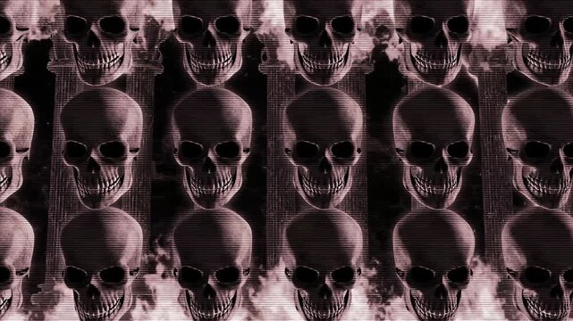  Skulls walls &ndash; Gothic Fire storm Pattern Horror VJ Loop