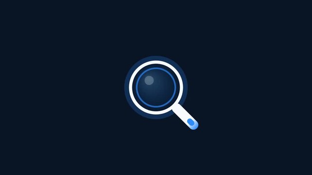Glowing futuristic search icon or magnifying glass concept on a dark background representing digital discovery and data analysis