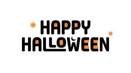 Happy halloween text with spooky stars isolated on white background © Sojol
