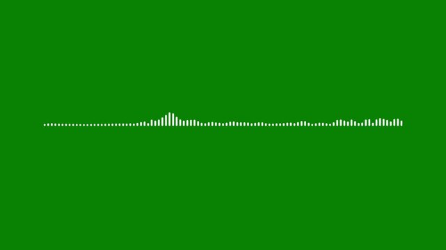 Modern White Audio Wave Visualizer on Green Background, Smooth Sound Frequency Animation, Music Equalizer Spectrum, Digital Podcast Waveform, 4K