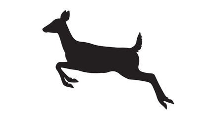 Fototapeta premium Silhouette of a jumping wild doe deer isolated on a plain white background