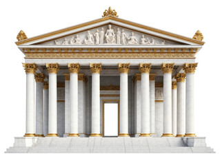 Obraz premium Ancient classical greek temple with white columns as isolated on transparent background
