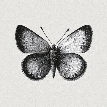 Black and white vintage butterfly illustration with detailed wings