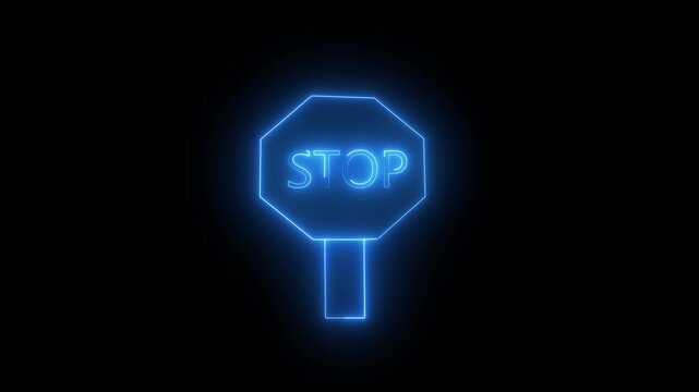neon stop word text animation alert warning sign animation loop Ideal for danger warning, access denied on black background